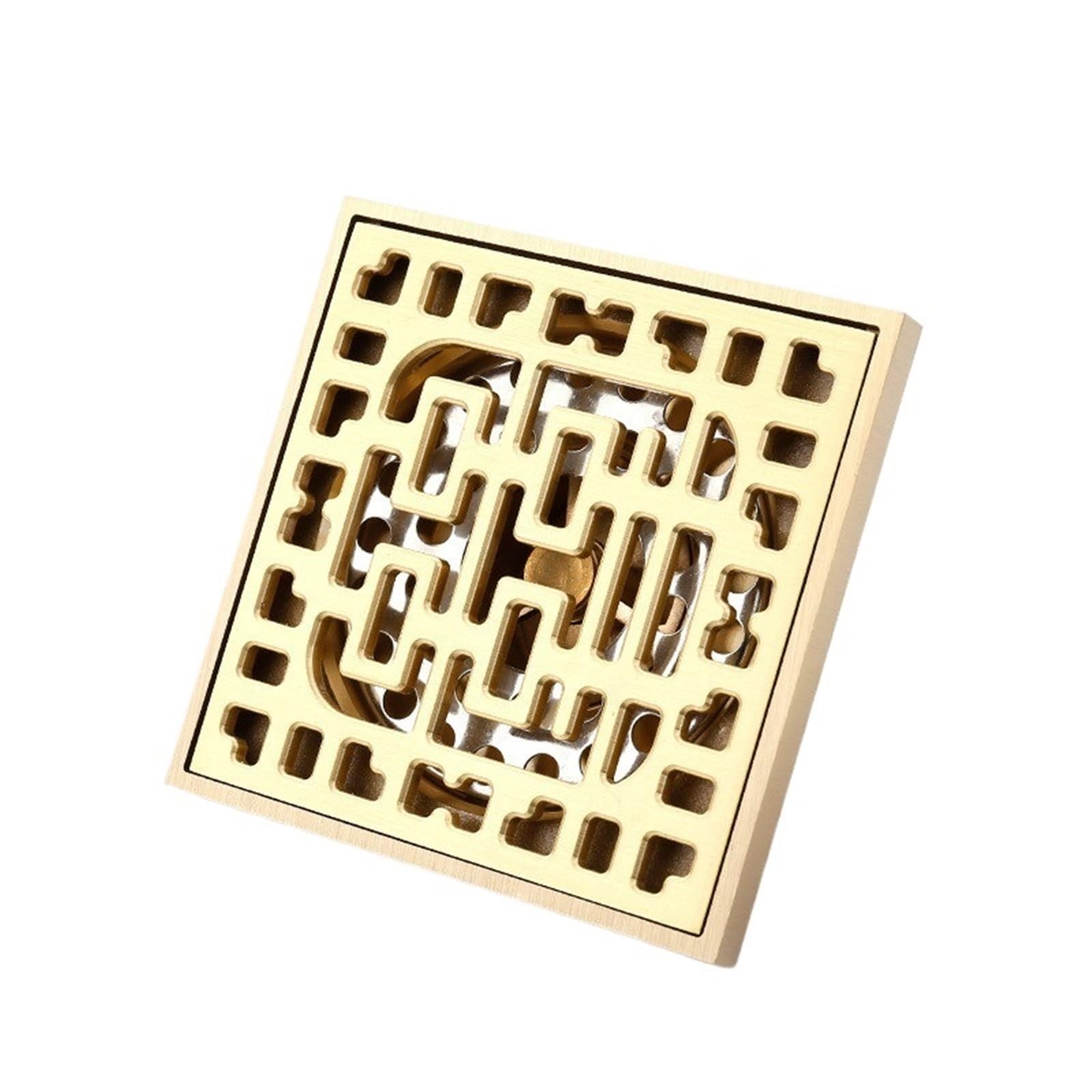 Gulley Grid Pure Copper Floor Drain Bathroom Drainage Large Displacement 10x10cm Accessories(Happy Chinese)