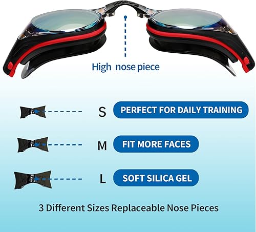 Miniatura 6 de Gafas de natación miopes, gafas de natación ópticas miopes, sin fugas, antivaho y protección UV para adultos, hombres y mujeres