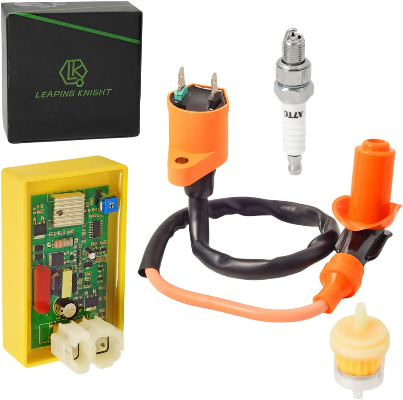 LK GY6 6 Pin Adjustable DC CDI Box & Spark Plug & Ignition Coil Kit for GY6 50cc 250cc Scooter Moped ATV Part Go Kart Quad Bikes Parts