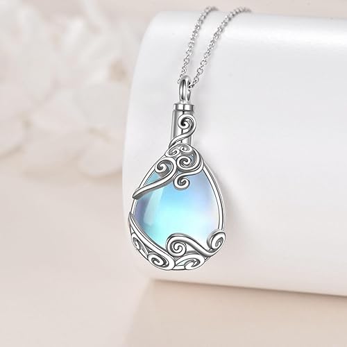 Miniatura 3 de YAFEINI Collar de urna de árbol de la vida para cenizas, plata de ley 925, piedra lunar, árbol de la vida, joyería de cremación para cenizas,