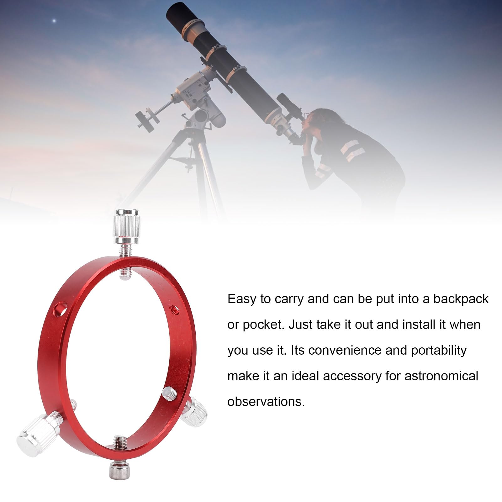 Kit de Anillo Guía para Alcance de 110 Mm, Aleación de Aluminio, 6 Orificios, Conexión Estable, Rojo, para Tubo de Telescopio con Diámetro de 90 a 110 Mm, Ensanchado en 14 Mm,