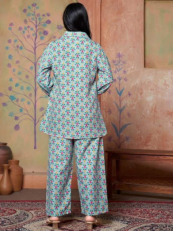 Leriya Fashion Women Rayon Printed Regular Kurta Set (Lf-K-W1704&Tr797_Green_L)