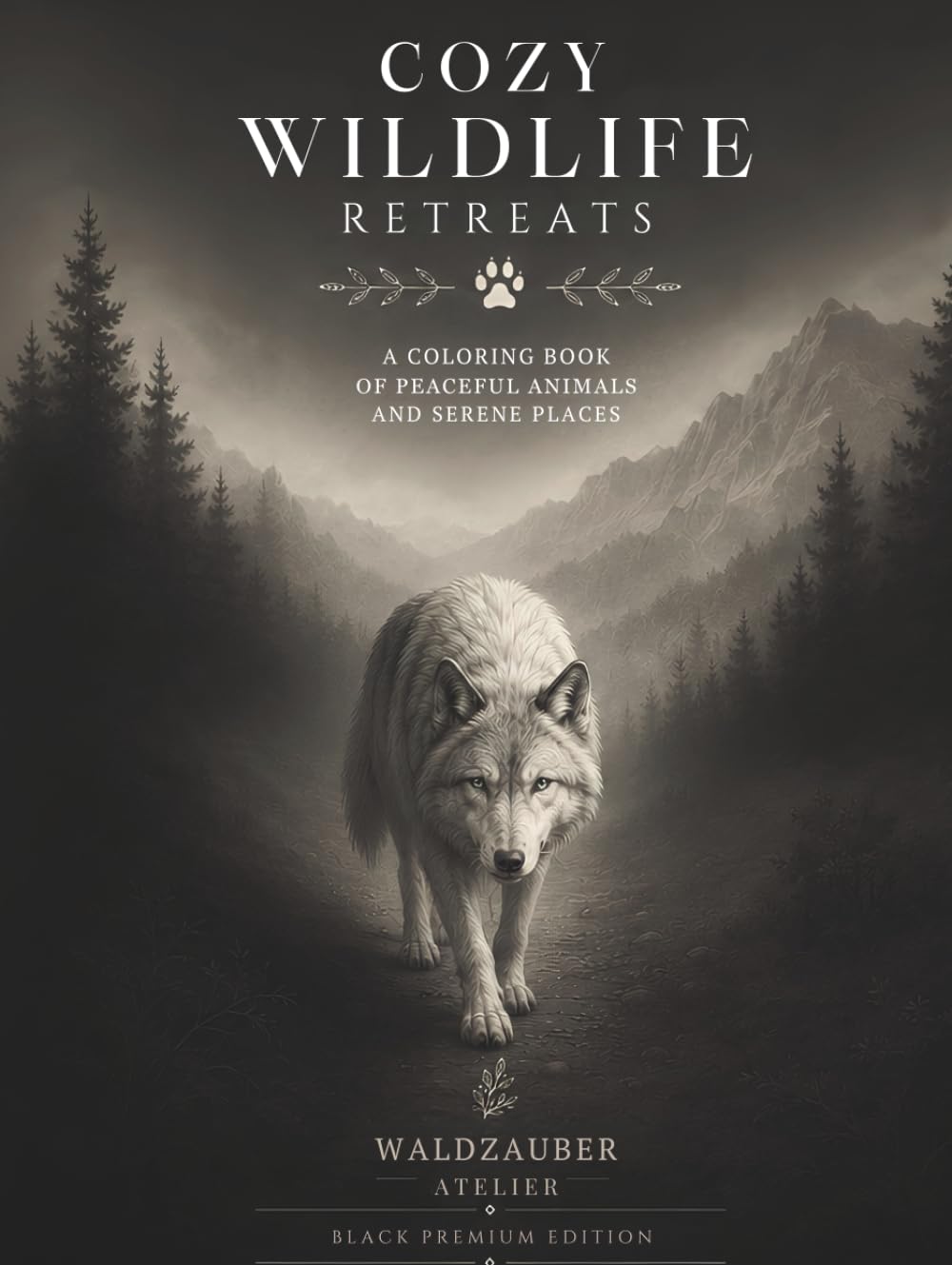 COZY WILDLIFE RETREATS — BLACK PREMIUM EDITION: a premium adult coloring book (Cozy Retreats Collection - Created by Waldzauber Atelier)