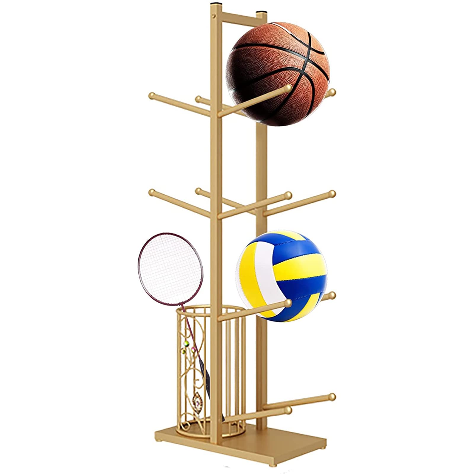 Support de basket-ball pour l'école avec stockage de raquettes de tennis