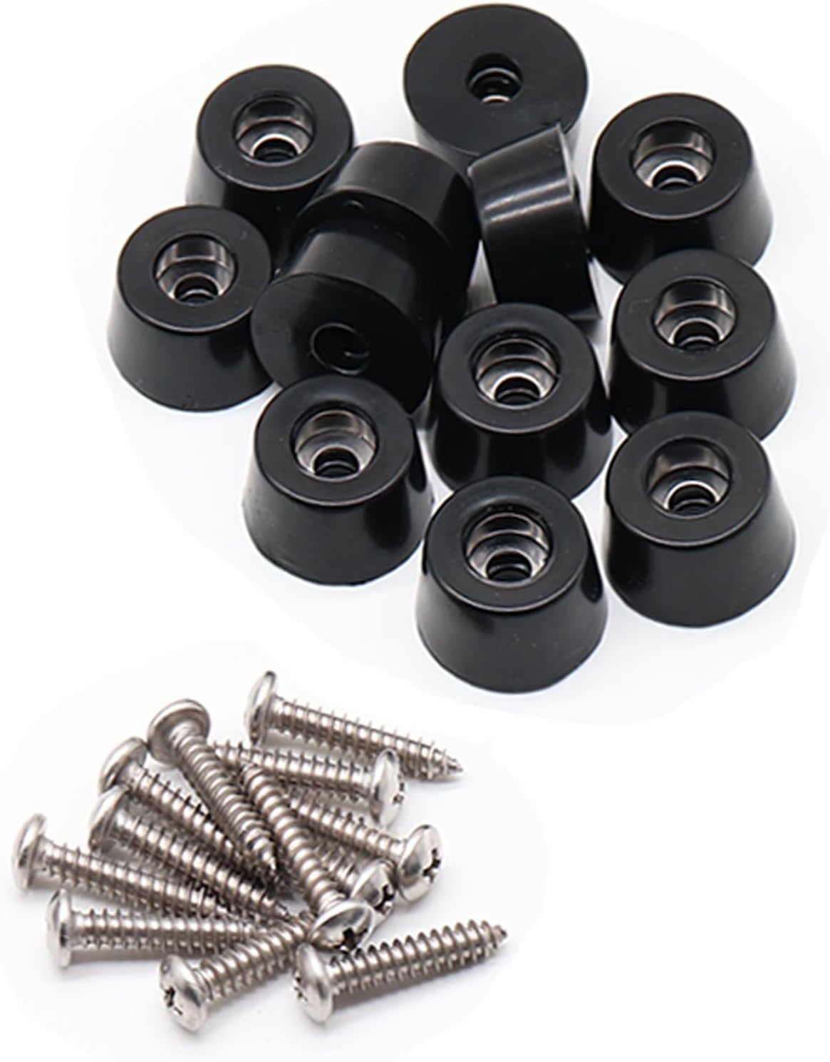 Rubber Feet for Cutting Board with Stainless Screws, 12 Pieces Non Slip Rubber Feet Bumpers for Electronics and Furniture 13/16" D x 3/8" H(Black)