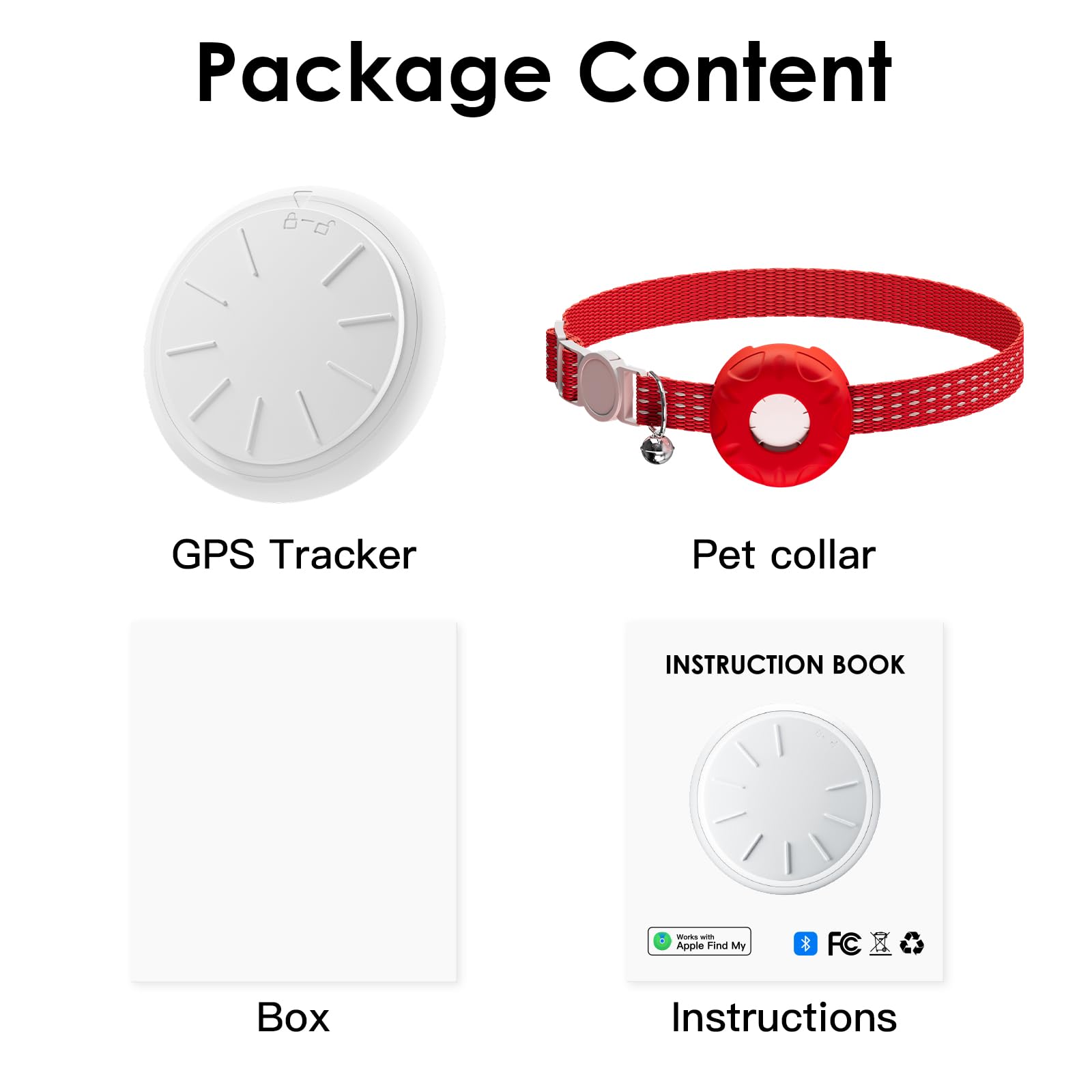 Collier de suivi pour chat avec boucle élastique de sécurité, fonctionne avec n'importe quel collier, compatible avec l'application Apple Find My (uniquement iOS), pas de frais mensuels, étanche