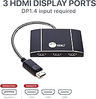 Vista 2 de SIIG MST Hub DisplayPort a HDMI Splitter, DP 1.4 a 3X Multi Stream Transport Hub HDMI, DisplayPort Hub Divisor de video, adaptador de monitor