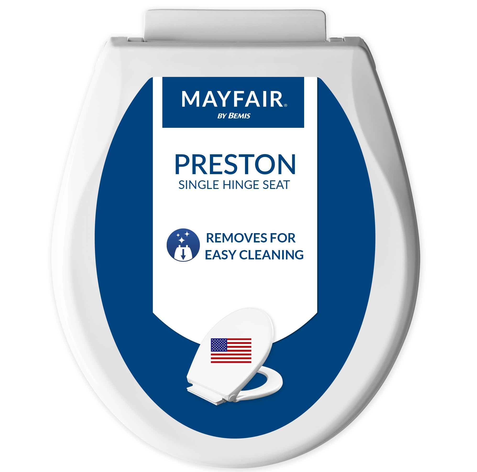 Mayfair Preston Easy to Clean Single Hinge Toilet Seat, Modern