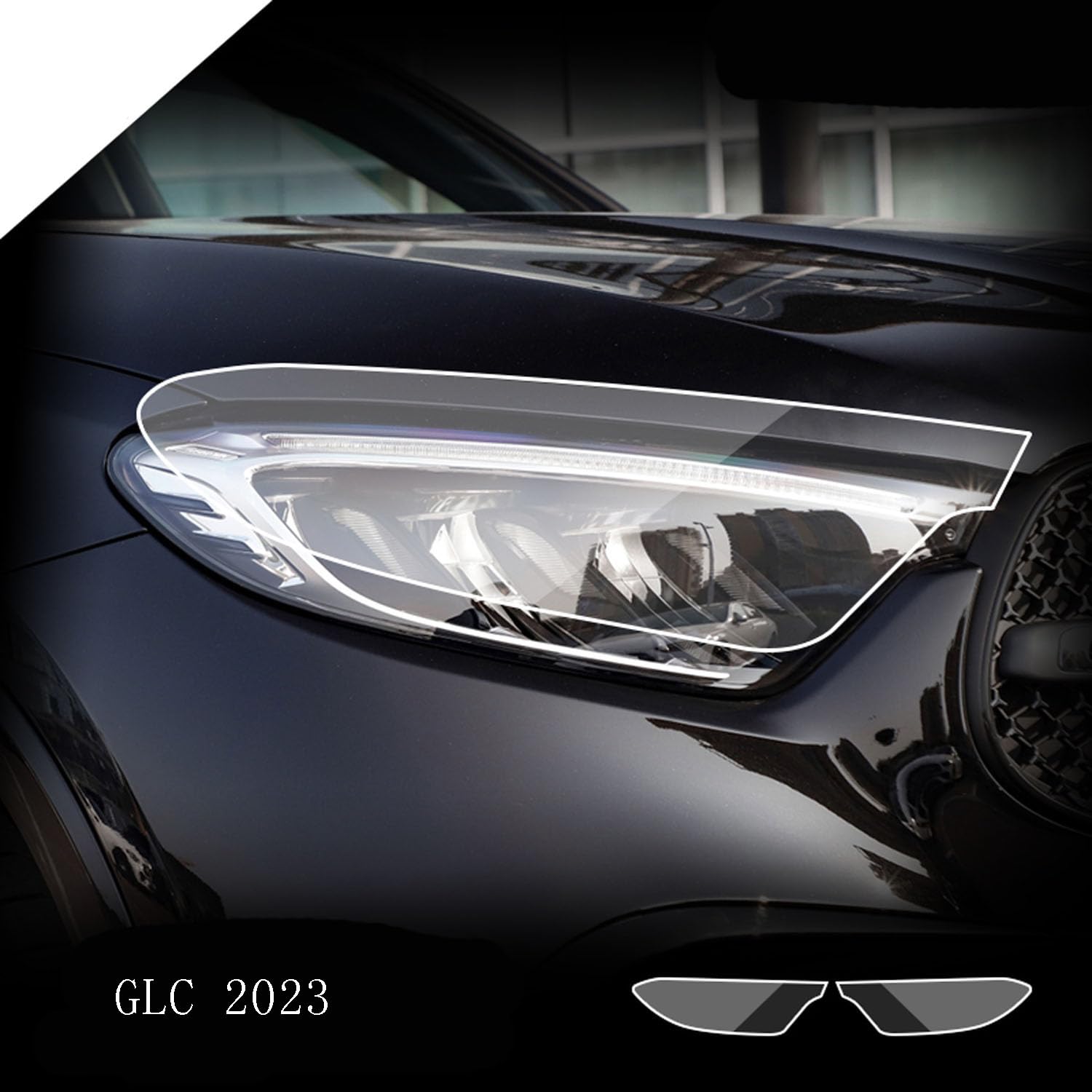 Autoscheinwerfer Schutzfolie für Mercedes-Benz CLA/CLS/EQC/GLA/GLB/GLC/GLE/GLS,Autoscheinwerfer-Schutzfolie Anti-Kratz-Folie TPU-Aufkleber Zubehör,Blackened