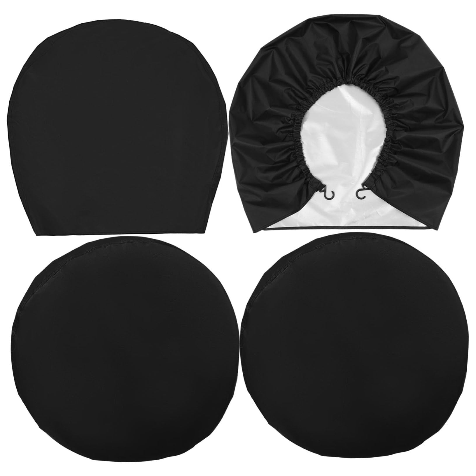 GALPADA Fundas para Neumáticos De Coche 420d Oxford Revestimiento Plateado, 4 Unidades, Diámetro 60-66 Cm y Ancho 30 Cm, Protección contra Viento y Polvo para Caravanas y Vehículos Todoterreno