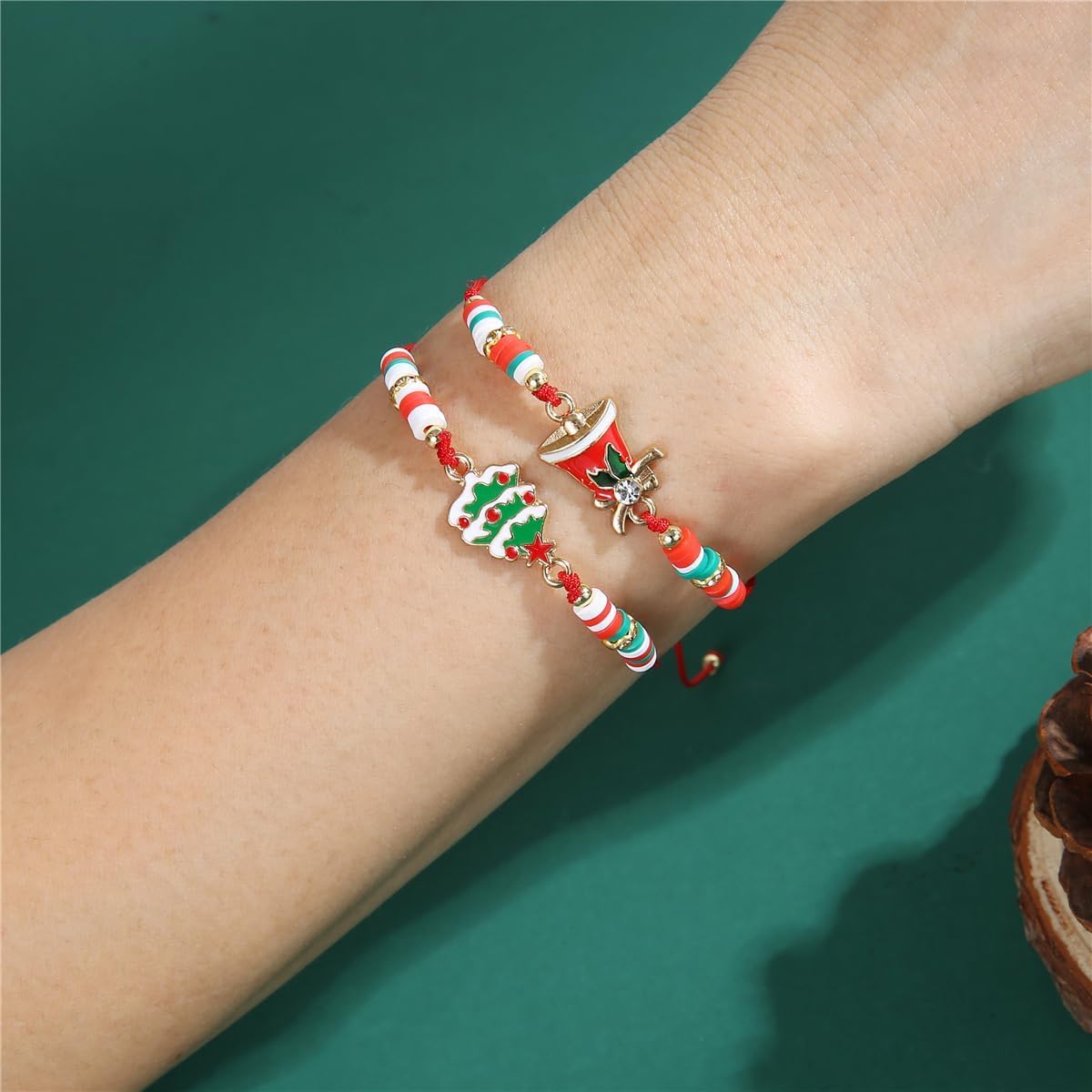 LUBINGSHINE 12pcs Charms Christmas Bracelet for Women, Xmas Holiday Crystal Handmade Bracelet Jewelry Set, Christmas Stocking Stuffers Party Favors Festival Gift - Image 7