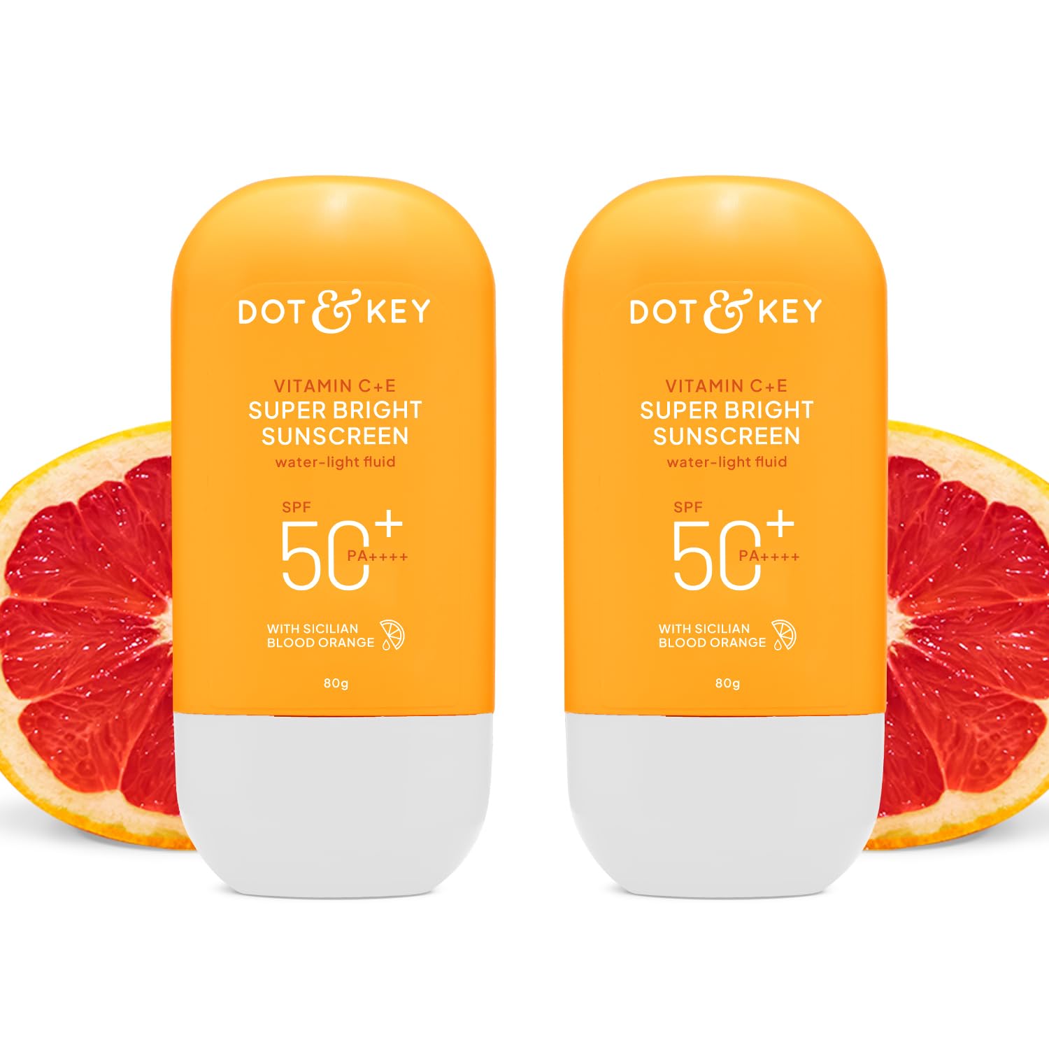 Vitamin C + E Super Bright Sunscreen SPF 50 Combo (Pack of 2, 80gm each) | Water-Light, UVA/UVB & Blue Light Protection | For Even Toned & Glowing Skin | No White Cast, All Skin Types | 160g