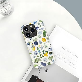 Compatible with iPhone 14 Pro Max,Durable & Shockproof Phone Case Cover Design - Green Collage Starfish Beach Plants