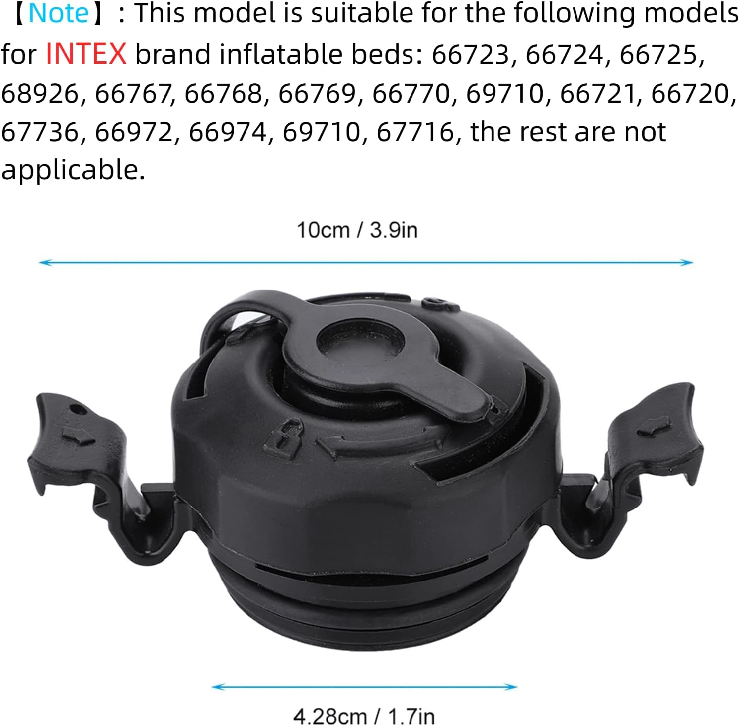 Air Mattress Valve, INTEX Air Mattress Parts, Air Mattress Plug Replacement, 3 in 1 Air Valve Secure Seal Cap for INTEX Inflatable Airbed Mattress with 45mm Holes (Black) image 2