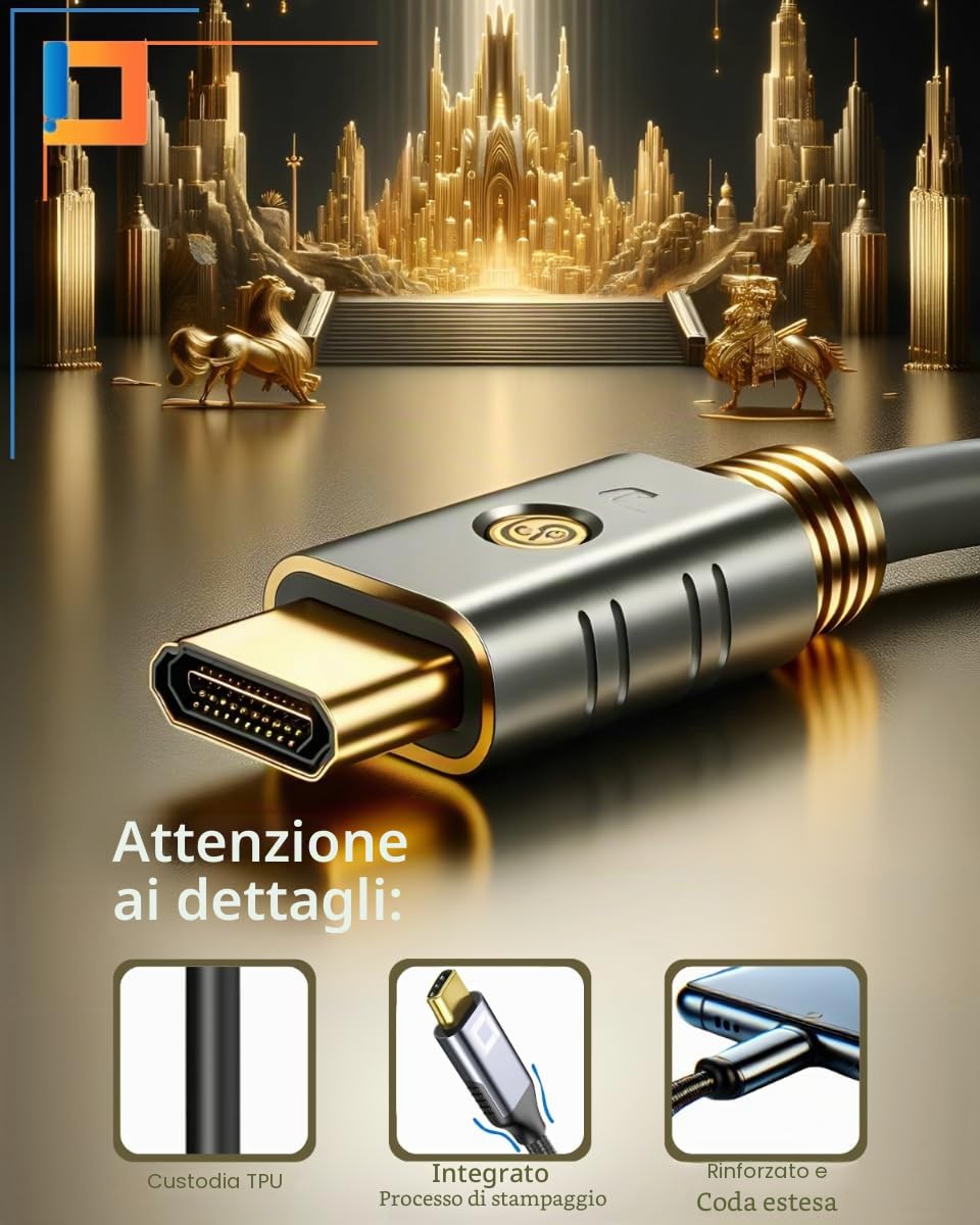 Co2 USB-C a Mini DisplayPort DP 8K/60Hz, 4K/120Hz, Full HD, Plug & Play, HDR dinamico, adattatore unidirezionale, alluminio grigio, MHL, compatibile con iPhone, MacBook, iPad Pro, Samsung (2 m)