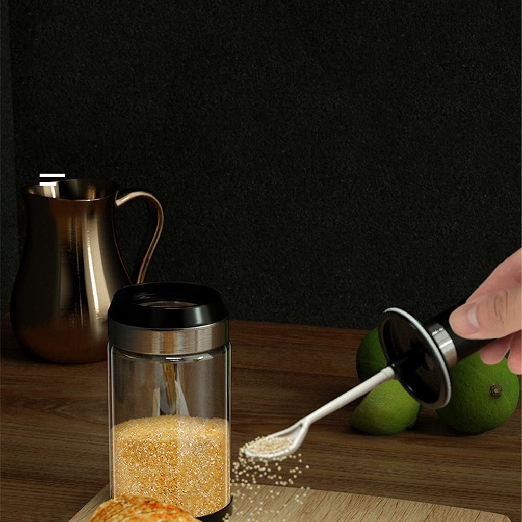 Gewürzdosen-Set aus Glas mit Gestell – Gewürzbehälter für Salz, Olivenöl und mehr – luftdicht mit Deckel und Löffeln – perfekte Küchen- und Aufbewahrungslösungen