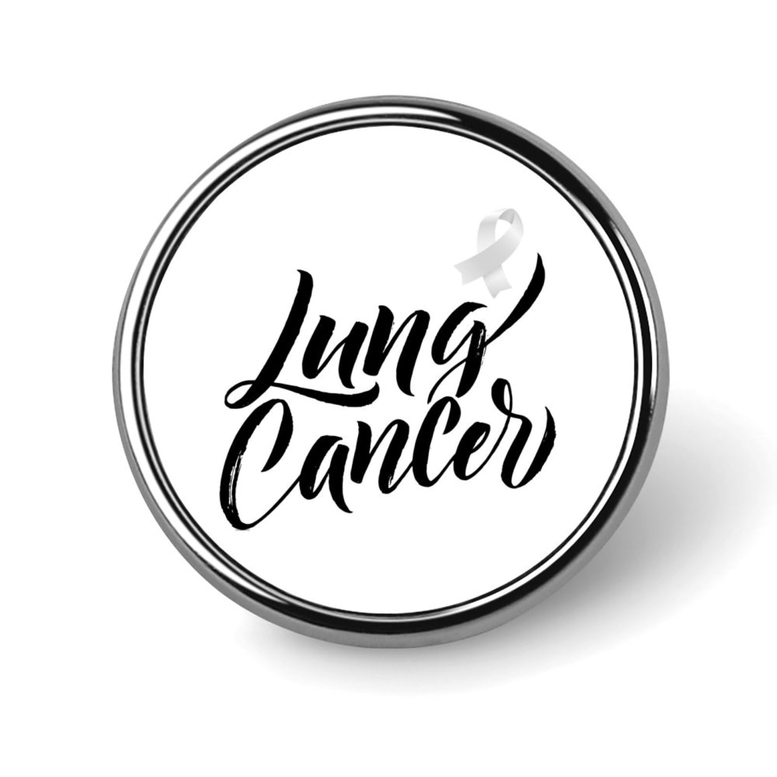 White Ribbon Lung Cancer Awareness Month Pins Round Buttons Brooches Enamel Lapel Pin Party Supplies Decor Badges for Hats Clothes Bags