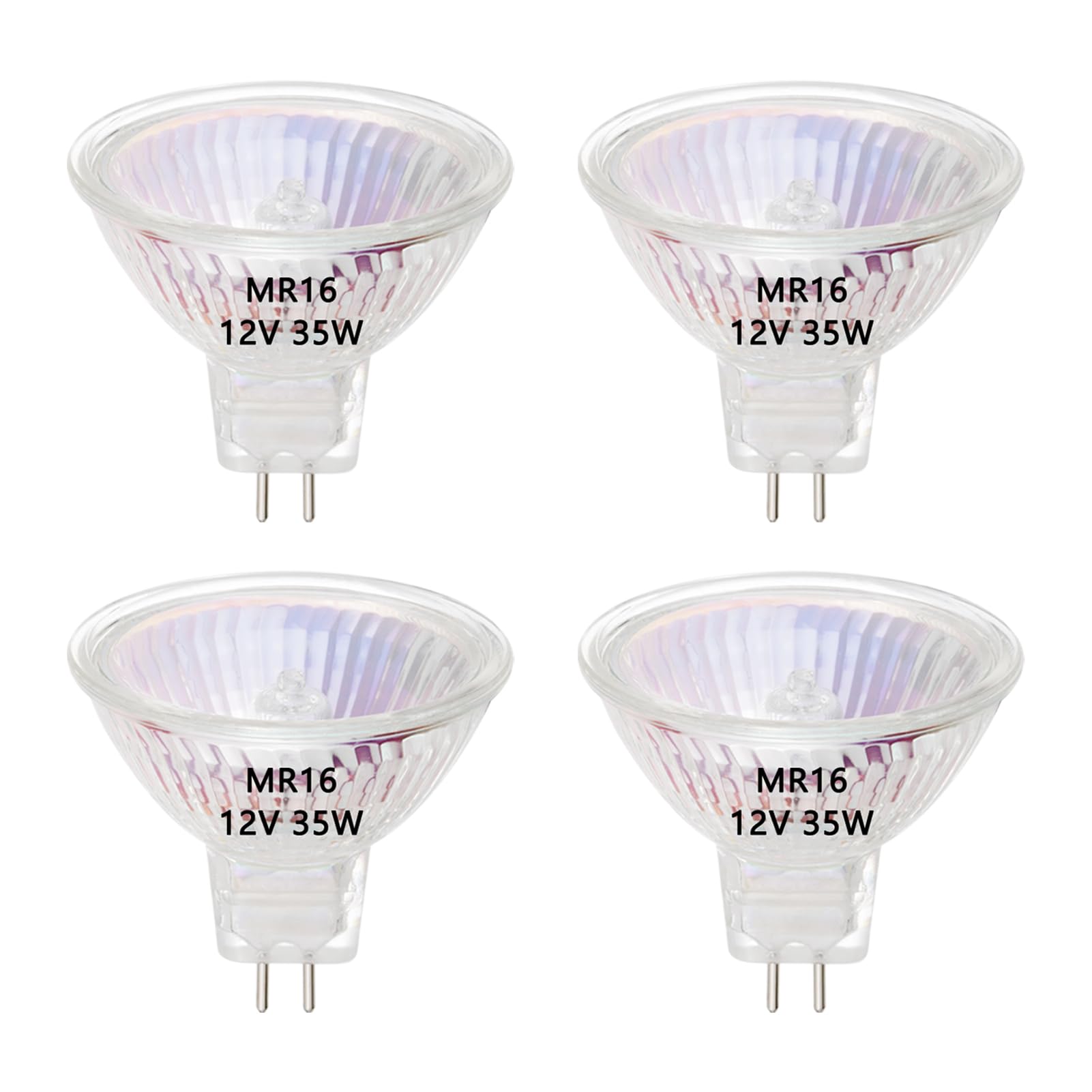 MR16 Halogen Light Bulbs, 35W 12V, GU5.3 Bi-Pin Base MR16 Halogen Spotlight Bulbs, 2800K Warm White, ‎Dimmable, Pack of 4