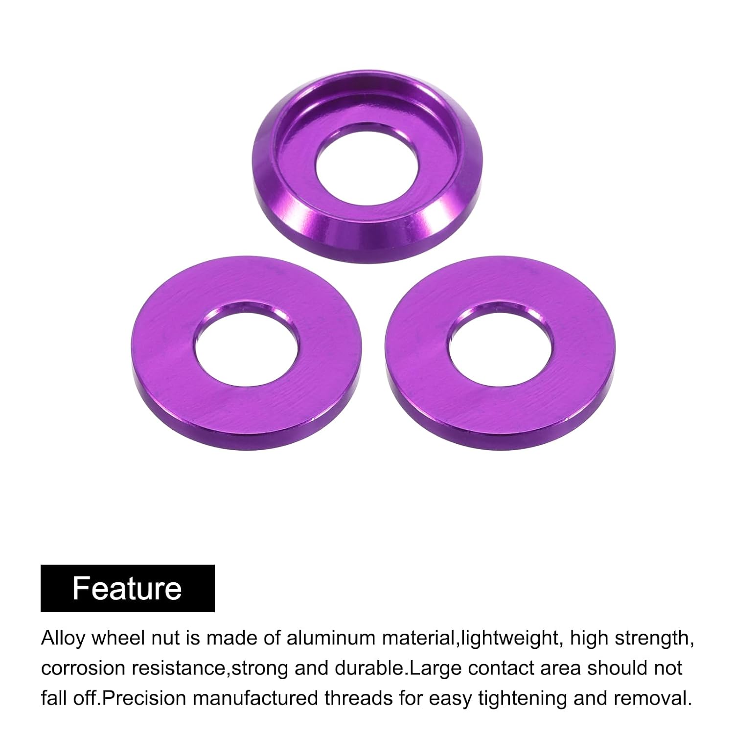 MECCANIXITY M6 Cone Cup Countersunk Washers,Hole Dia 6mm/0.24" Aluminum Gaskets Cup Head Washer Gasket for Screw RC/FPV/PC/Drone/Mechanical Accessories Model Parts,Pack of 20 Pcs(Purple)