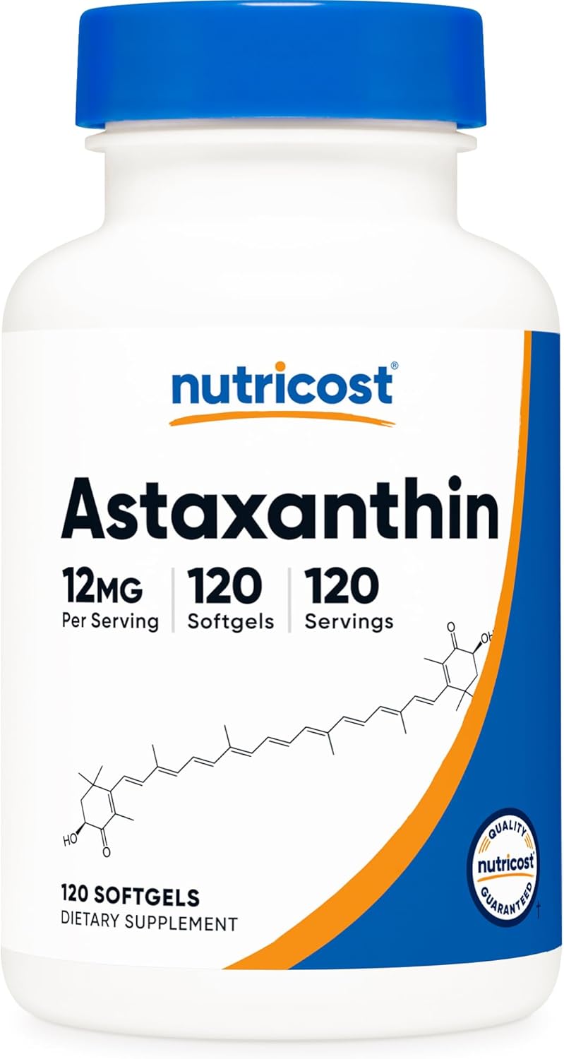 Product image of Nutricost Astaxanthin 12mg, Non-GMO and Gluten Free, 120 Softgels (4 Month Supply)