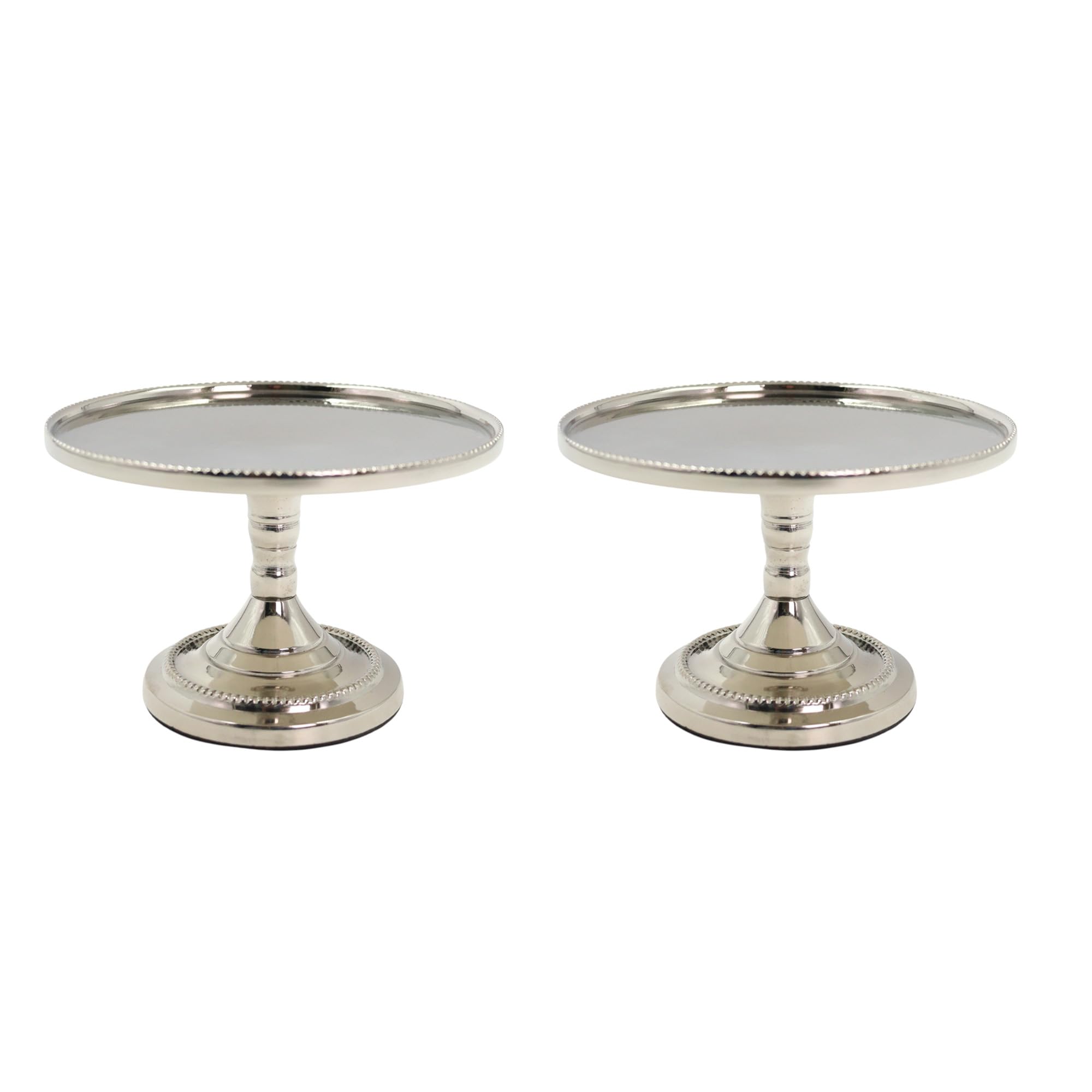 Hosley Set of 2 Metal Pillar Candle Holders 3 Inch High Candle Stands Ideal Gift for Weddings Bridal Party Spa Reiki Meditation Votive Pillar Candle Gardens, Silver 2