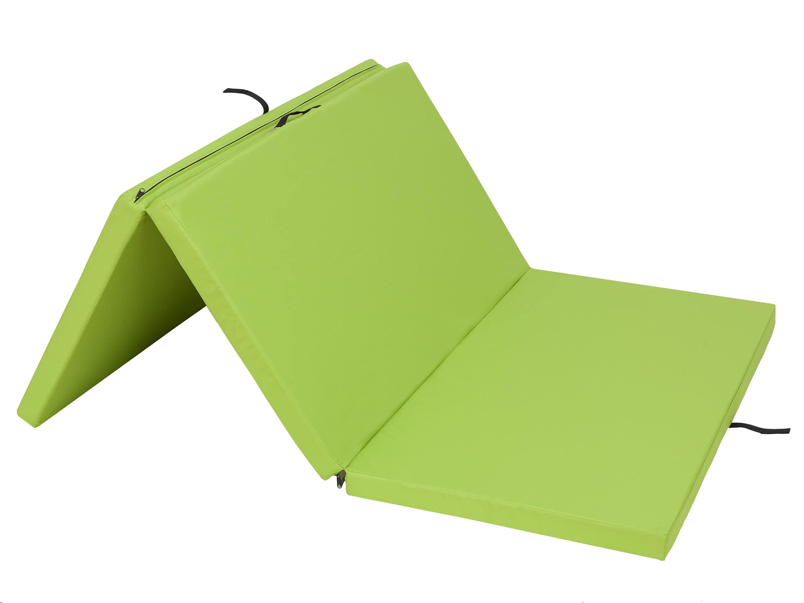 Matelas d'entraînement, matelas d'appoint, matelas de camping, matelas de chambre, matelas de plage, matelas pliant, 195 x 120 cm, vert citron