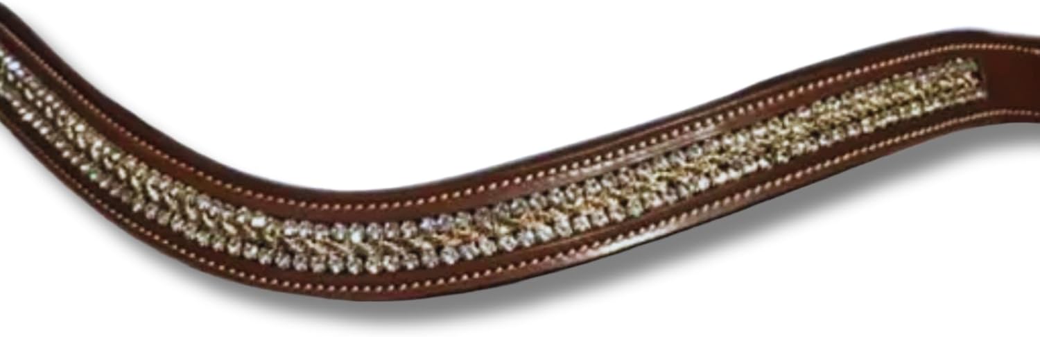 Leather English Bridle Soft Padded Browband Crystals for Horse Bridles Sparkly Bling Diamond Decorated Bling Dressage M 58