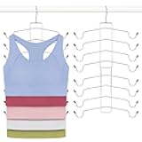 TOPIA HANGER 2 Pack Tank Top Hanger, 8 Layers Bra Hanger Space Saving, Sport Yoga Bras Holder, Closet Organizers and Storage for Camisoles Tank Tops Sports Yoga Bras Swimsuits, Silver CT79B