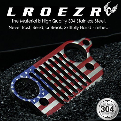 3D Font Grill Keychain Chain Key Ring for Jeep Driver Enthusiast Automotive Laser Cut 304 Stainless Steel Keyring By LROEZR (National Flag)