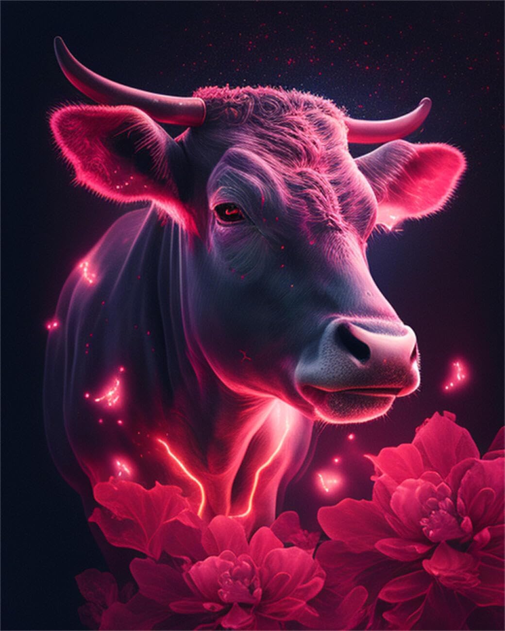 RKFLGEW DIY Bead Embroidery Kits Fantasy Cow 50x70cm