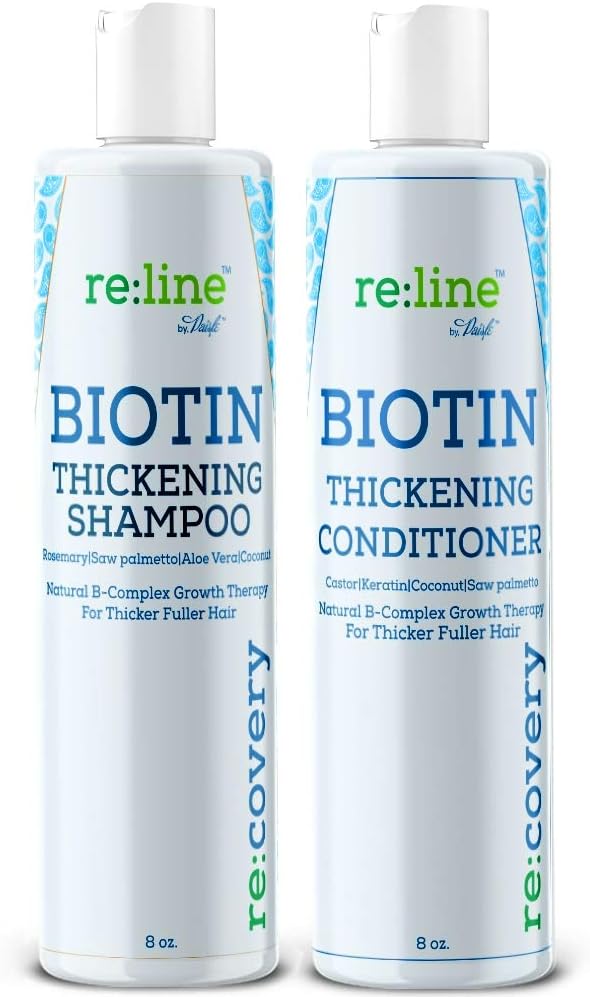 Biotin Shampoo and Conditioner for Thinning Hair Growth Thickening Shampoo for Hair Loss Treatment Natural Regrowth Shampoo Conditioner with Keratin Sulfate Free Color Treated Hair for Men & Women Set