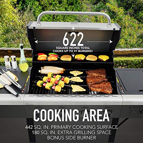 image for Kenmore 4-Burner Gas Grill with Side Burner, Outdoor BBQ Grill, Propan