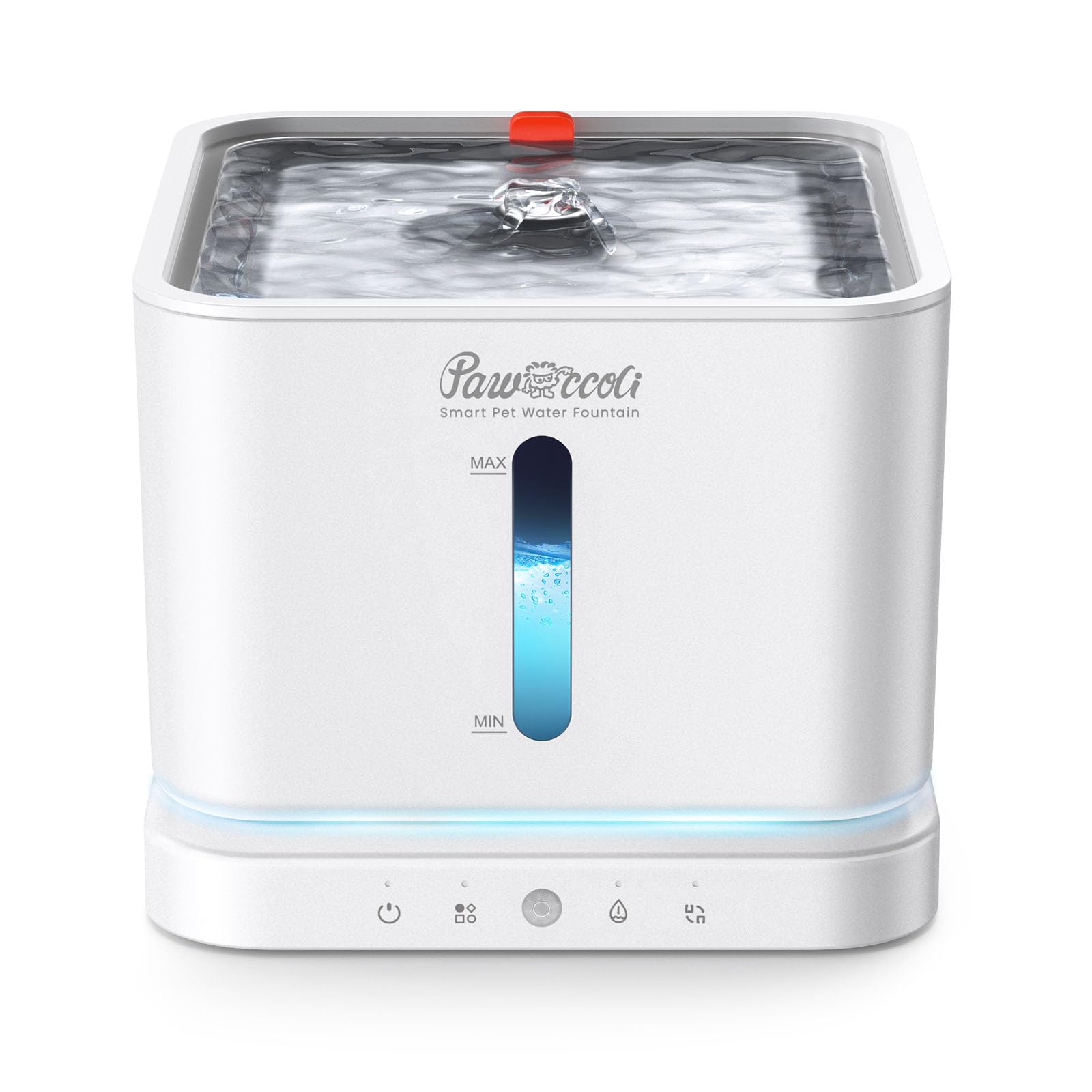 Pawccoli Cordless Cat Water Fountain, 3L/100oz Stainless Steel Tray, Cat Fountains for Drinking, Pet Water Fountains Indoor, Automatic Dog Water Bowl Dispenser, Rechargeable Battery Operated White