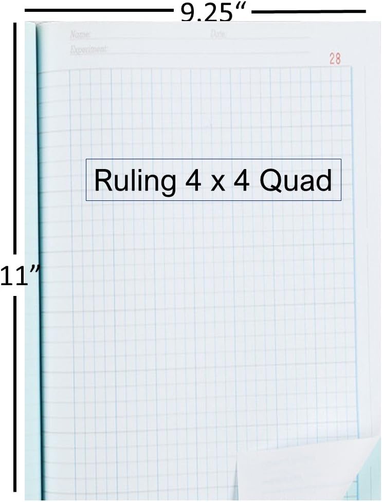 National Laboratory Notebook, 4 x 4 Quad Ruling, Gray Cover, 11" x 9.25" 100 Numbered Sets (43644) : Science Laboratory Notebooks : Office Products