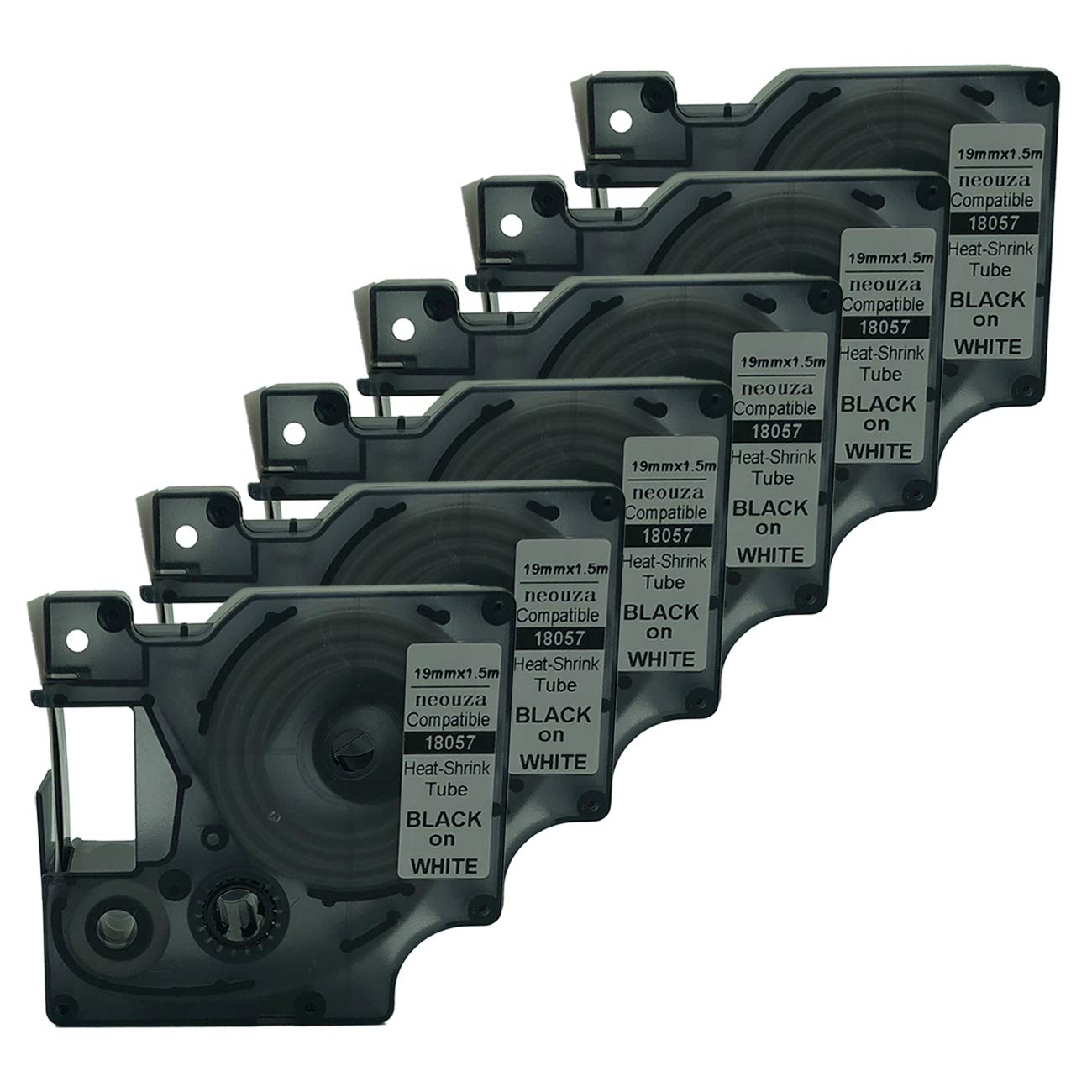 18057 S0718330 Black on White Heat-Shrink Tube Compatible for DYMO Rhino IND Label Tape 18mm x 1.5m (6PK)