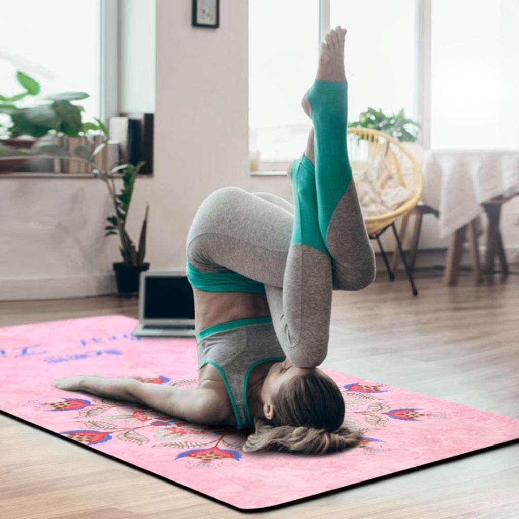 Habiba Ligero Esterilla de Yoga Transpirable de Gamuza, Esterilla de Ejercicio de Gimnasia de absorción de Impacto Antideslizante TPE, Esterilla de Entrenamiento ecológica de Alta Densidad Regalo