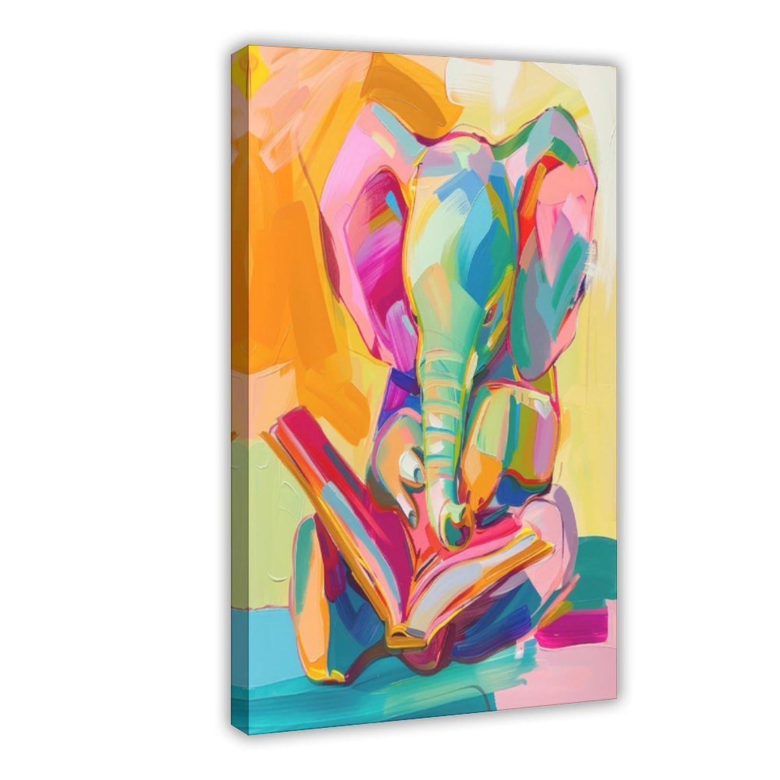 Bareronor Watercolour Elephant Poster Canvas Poster Bedroom Decor Landscape Office Room Decor Gift 12" L X 18" W