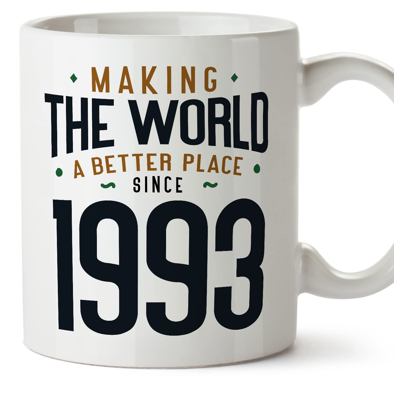 MUGFFINS 1993 Birthday Mug - in English - Making the World a Better Place - Funny Anniversary Present - 11 oz — image 1