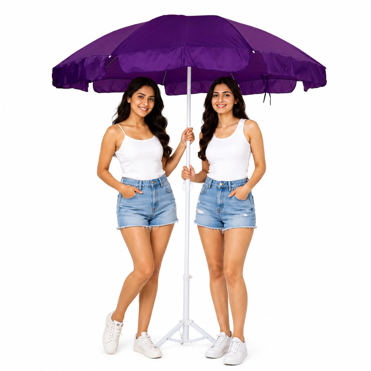 Outdoor Garden Umbrella With Stand Tripod Holder Outdoor Big Size Waterproof Super Cloth Patio Garden Outdoor Umbrella (40, Purple)-image-23