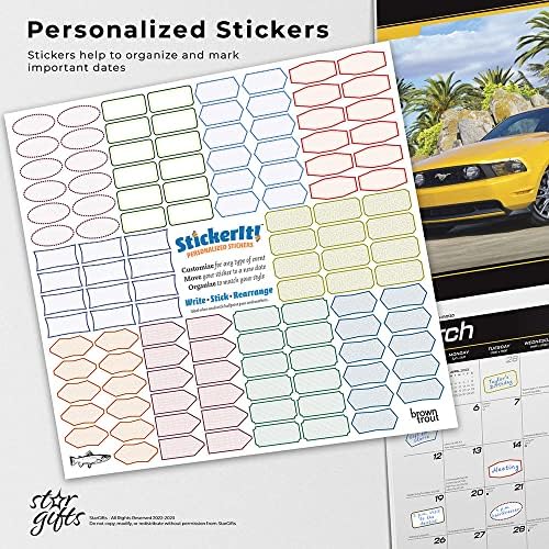 Mustang OFFICIAL | 2023 12 x 24 Inch Monthly Square Wall Calendar | Foil Stamped Cover and Stickers | StarGifts | Ford Motor Muscle Car
