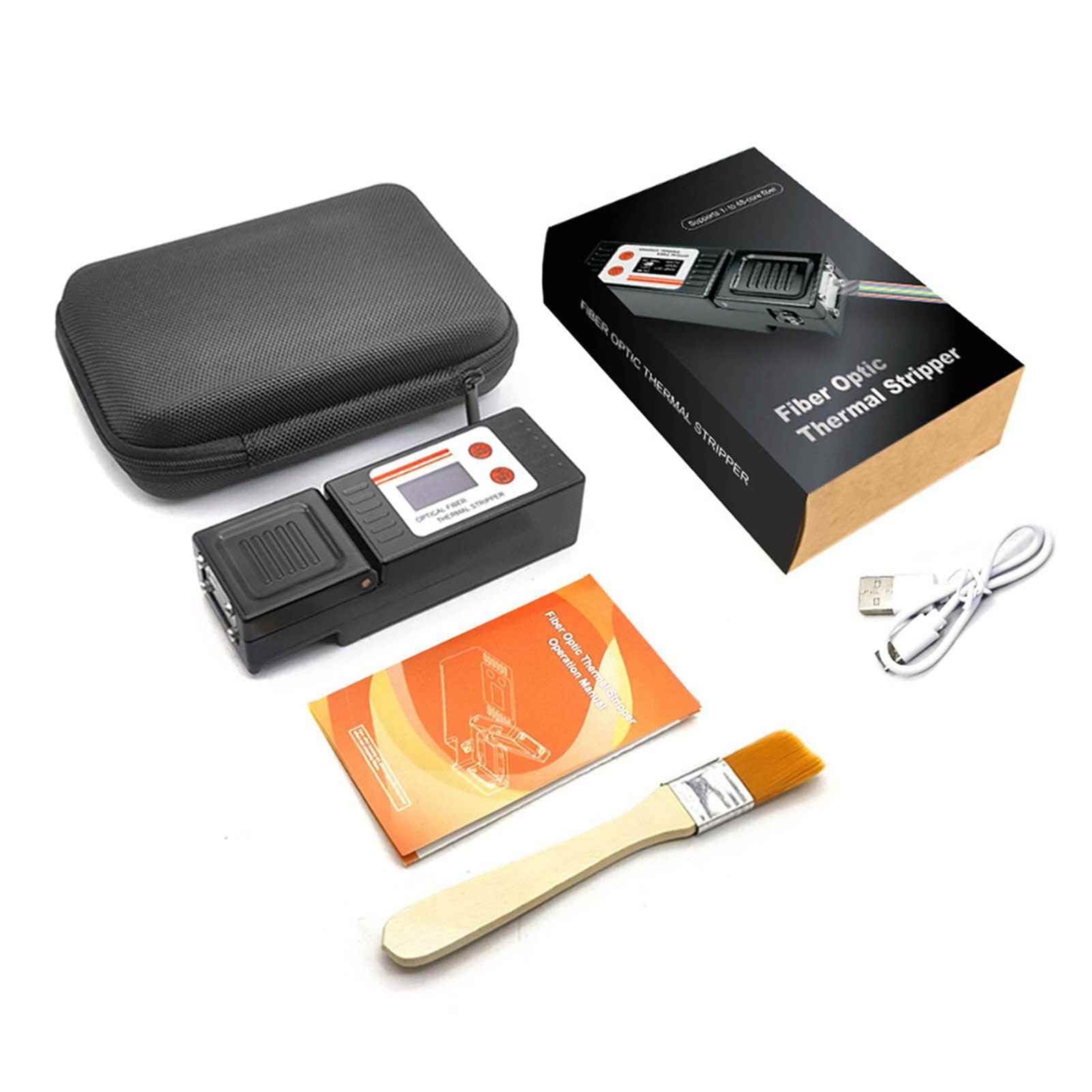Pelacables Térmicos de Fibra óptica, Herramienta de Pelado de Calefacción Automática Recargable con Temperatura Ajustable, Pelacables de Cuchillas Anchas para Paquete de Cinta Desnuda, Fibras