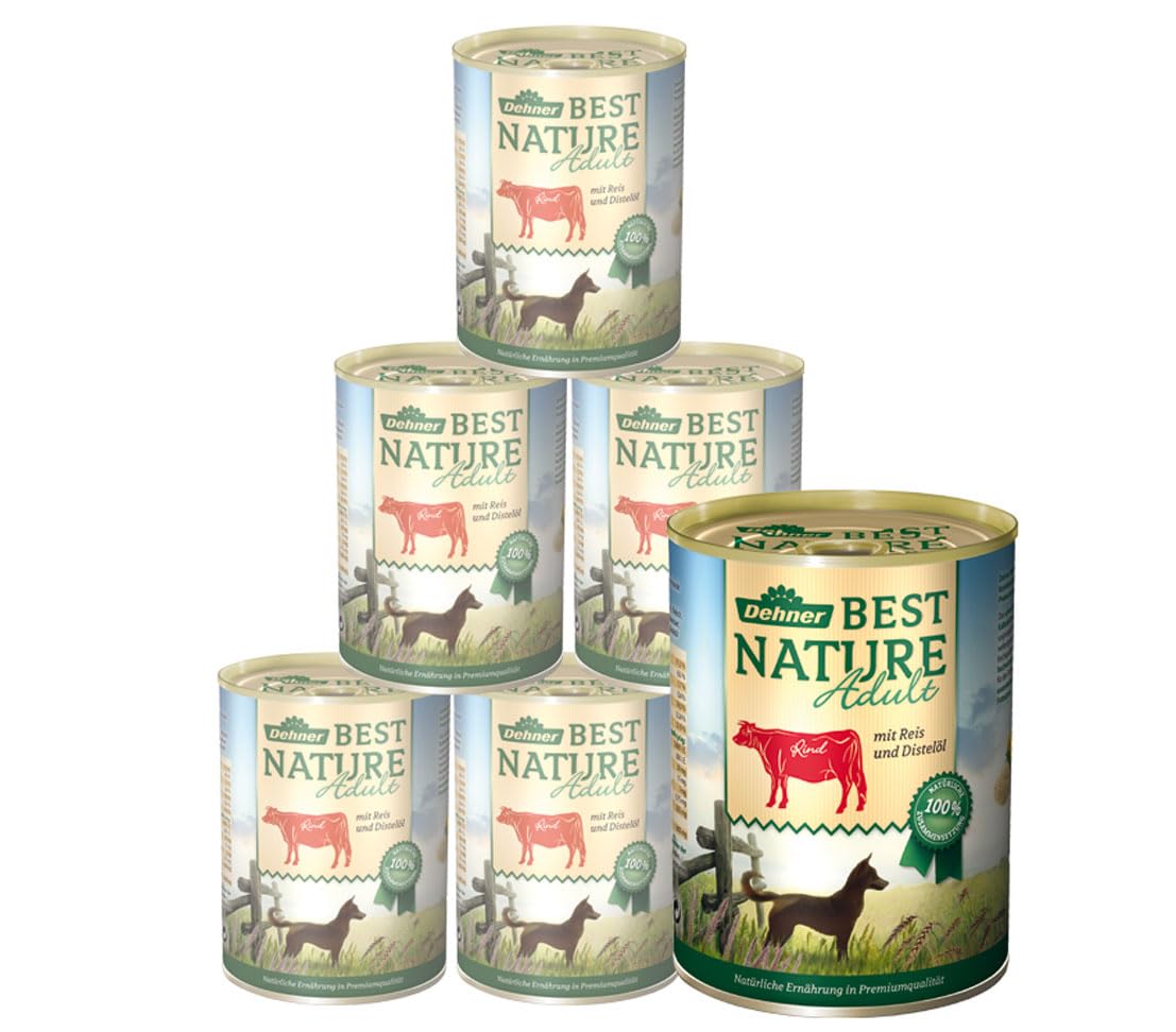 Dehner Best Nature - Comida húmeda para Perros, sin Cereales, para Perros | 2,4 kg, sin cereales, con aceite de cardo, para perros adultos