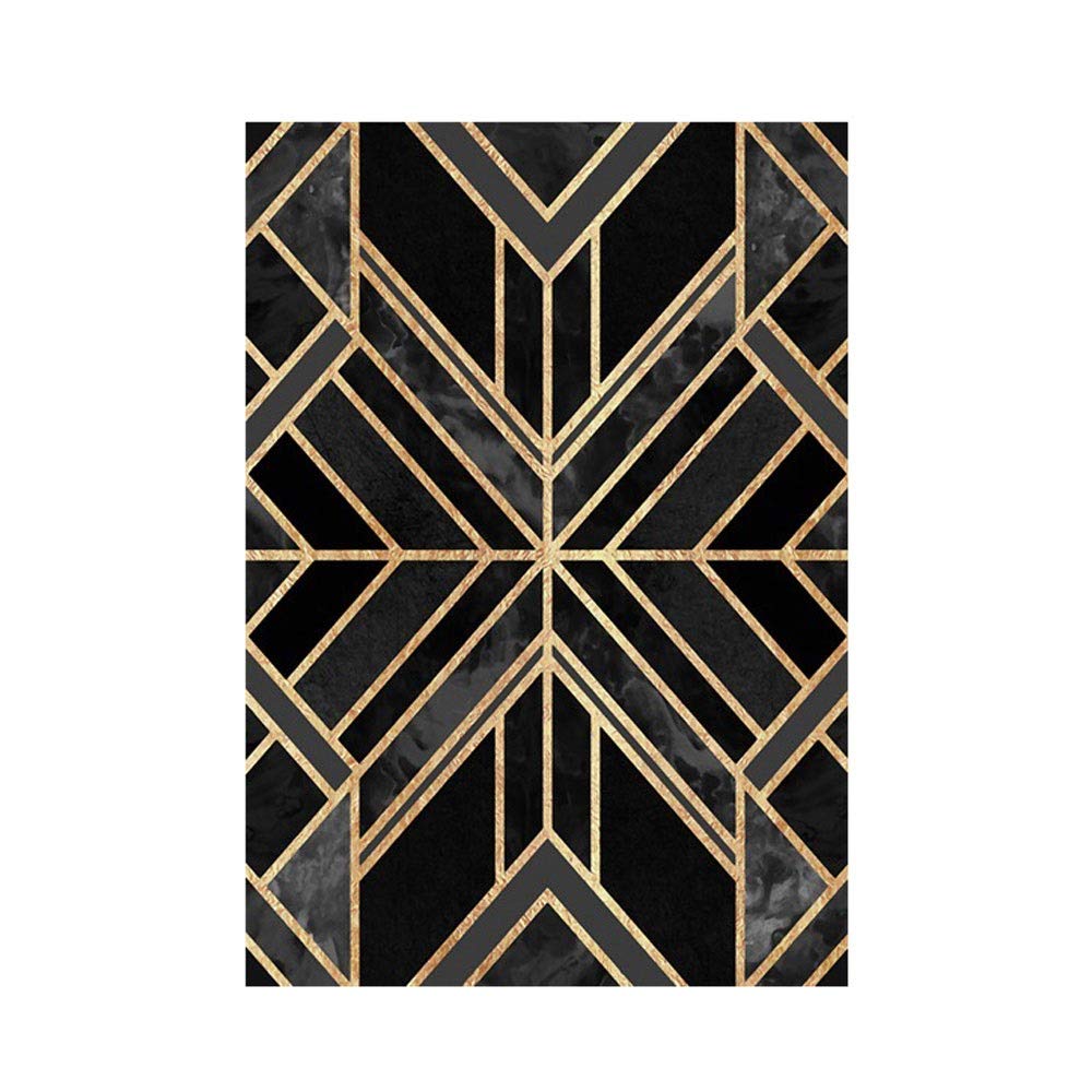 OUUED Modern Artistic Traditional Unique Rugs Geometric golden lines of heavy metals Colorful Floors Mat Printed Area Rug Aera for Living Room,Bedroom,Kitchen,Bathroom,Door (Size : 40 * 60cm)