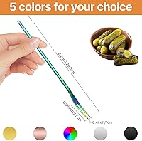 Vista 2 de 10 tenedores para pepinillos, tenedor de oliva con mango largo, tenedores de cóctel de acero inoxidable de 8.2 pulgadas, agarrador de pepinillos