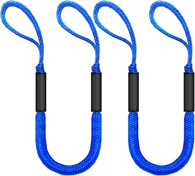 3FT Bungee Dock Line for Boats with Loops Secure Docking for Small & Medium Sized Boats Like Jet Ski, Kayak,PWC, Canoe, Bass Boat, Jon Boat Blue