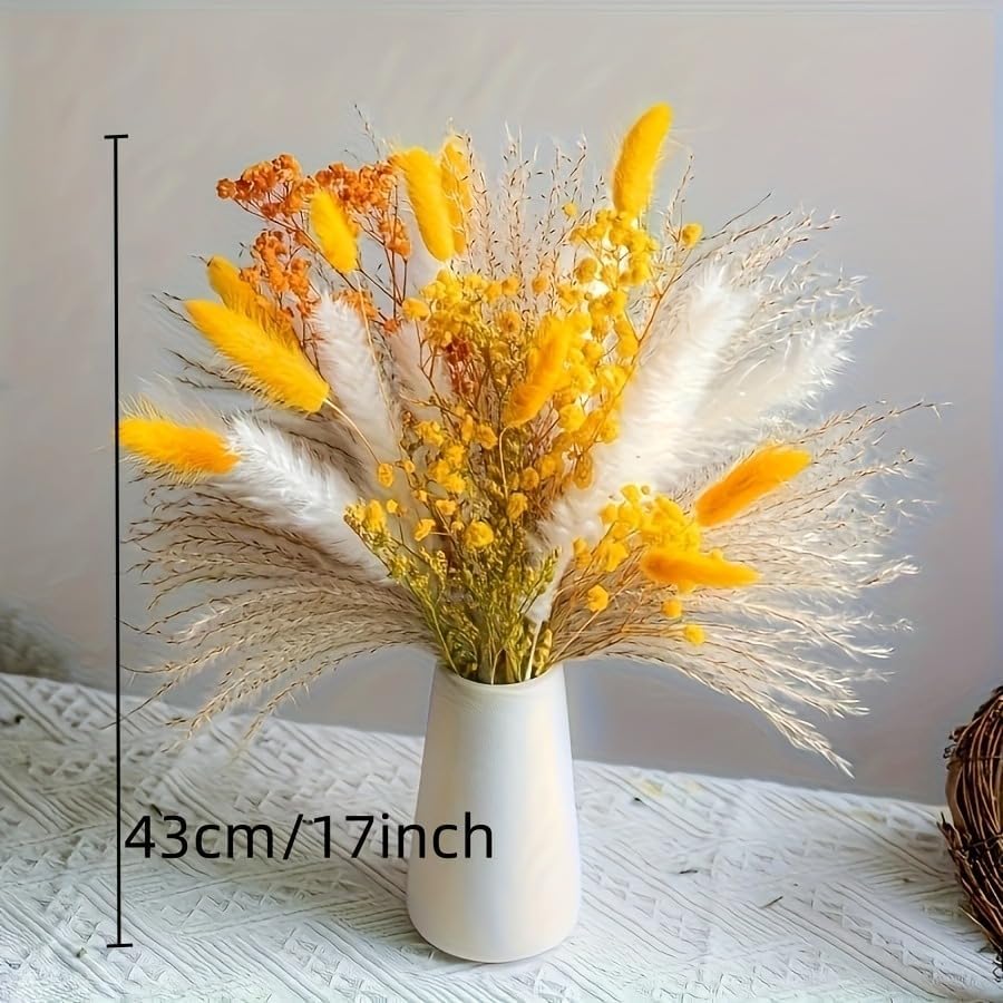 Ramo de flores secas DIY amarillo para decoración miniatura 2