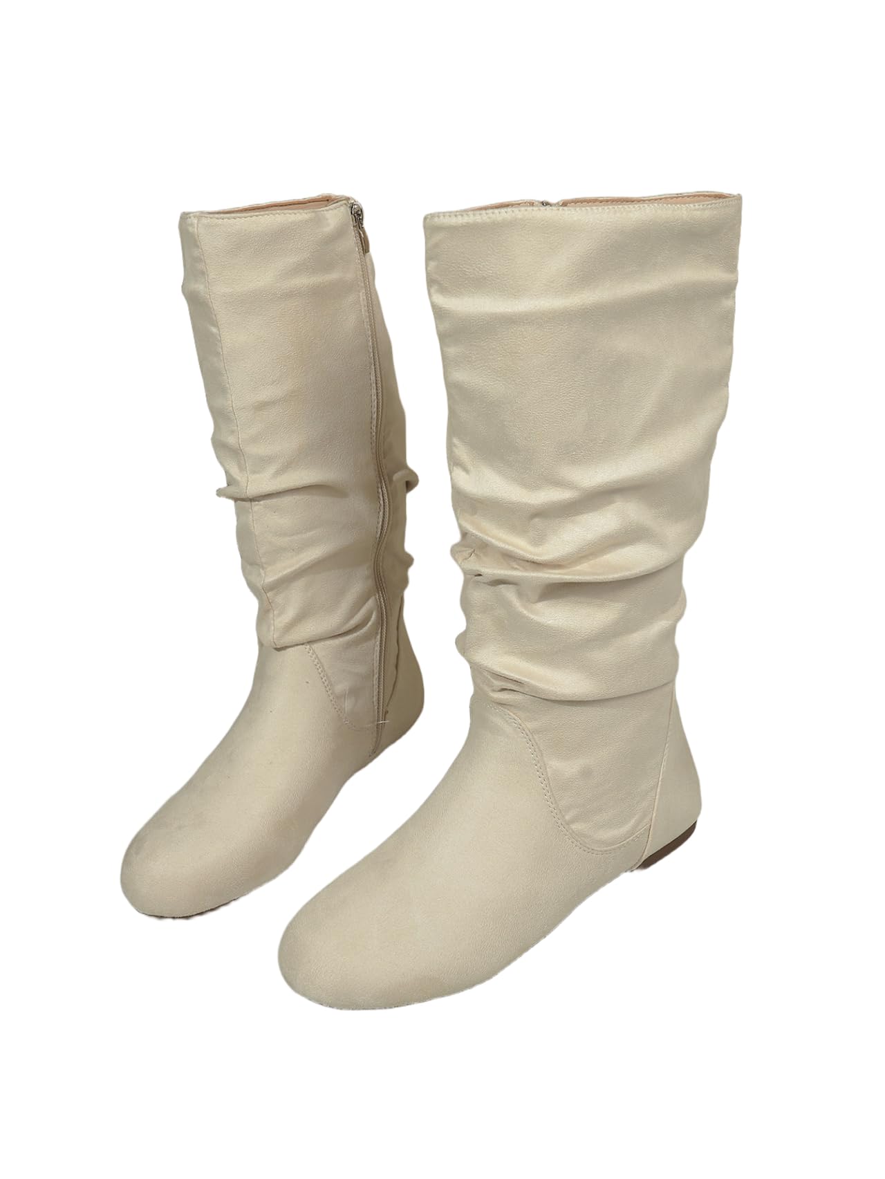 Womens suede knee-high slouch boots with side zipper casual and stylish winter footwear