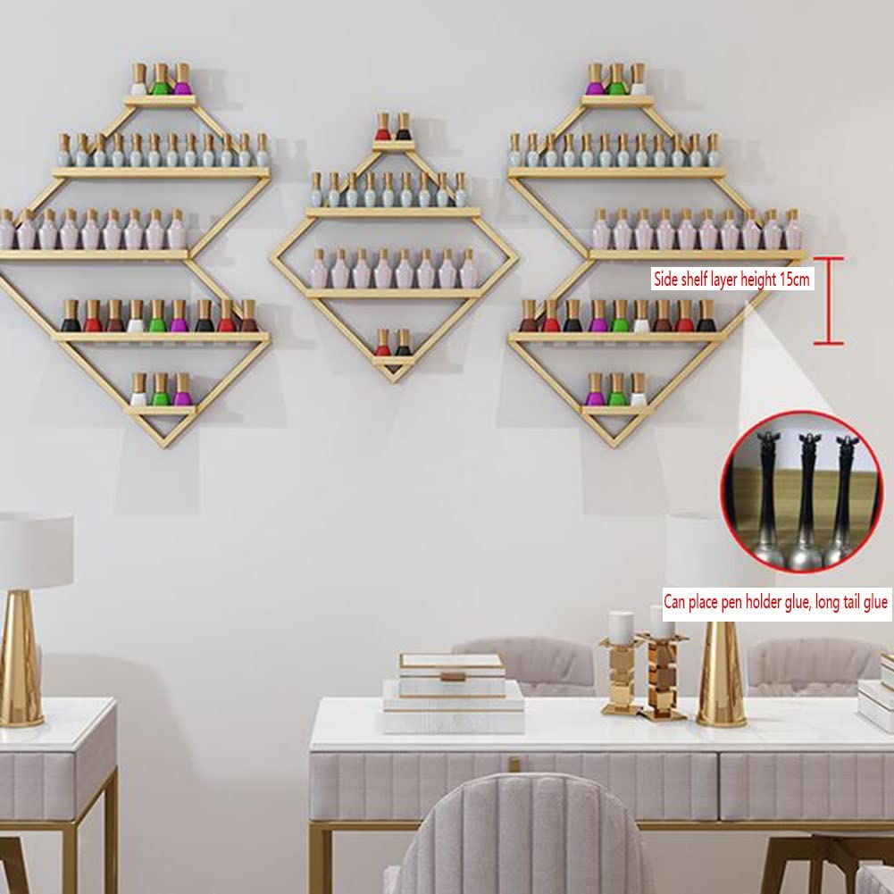 Expositor de Pared para esmaltes de uñas, Estante metálico Poligonal para aceites Esenciales, 4 Niveles de perfumes, Brillos de Labios y cosméticos, para s,Silver-78x155cm