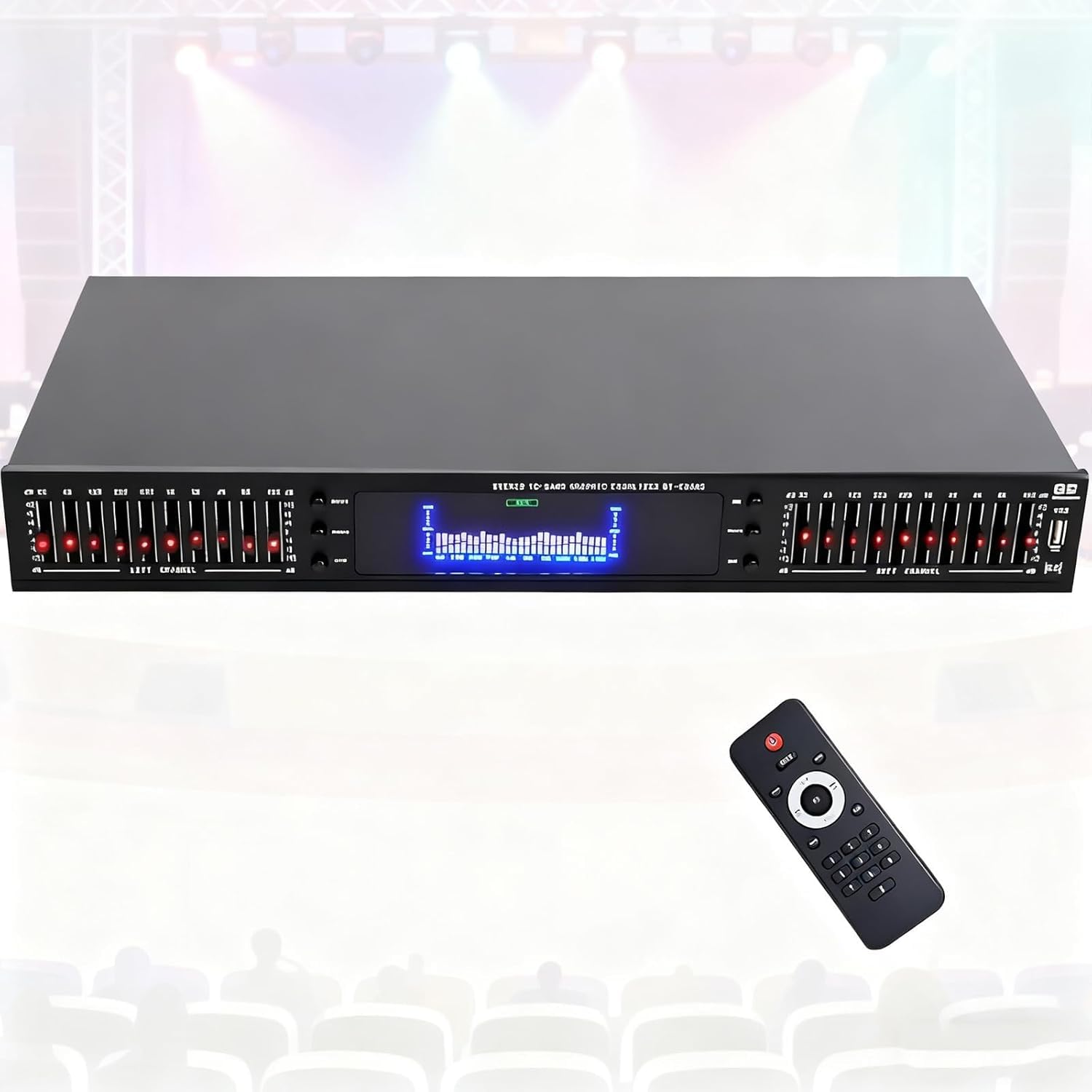 Égaliseur audio Hi-Fi 20 bandes, égaliseur graphique numérique, affichage du spectre LED, contrôle indépendant des aigus/médiums/graves, Bluetooth intégré, avec télécommande, pour l'amélioration du so