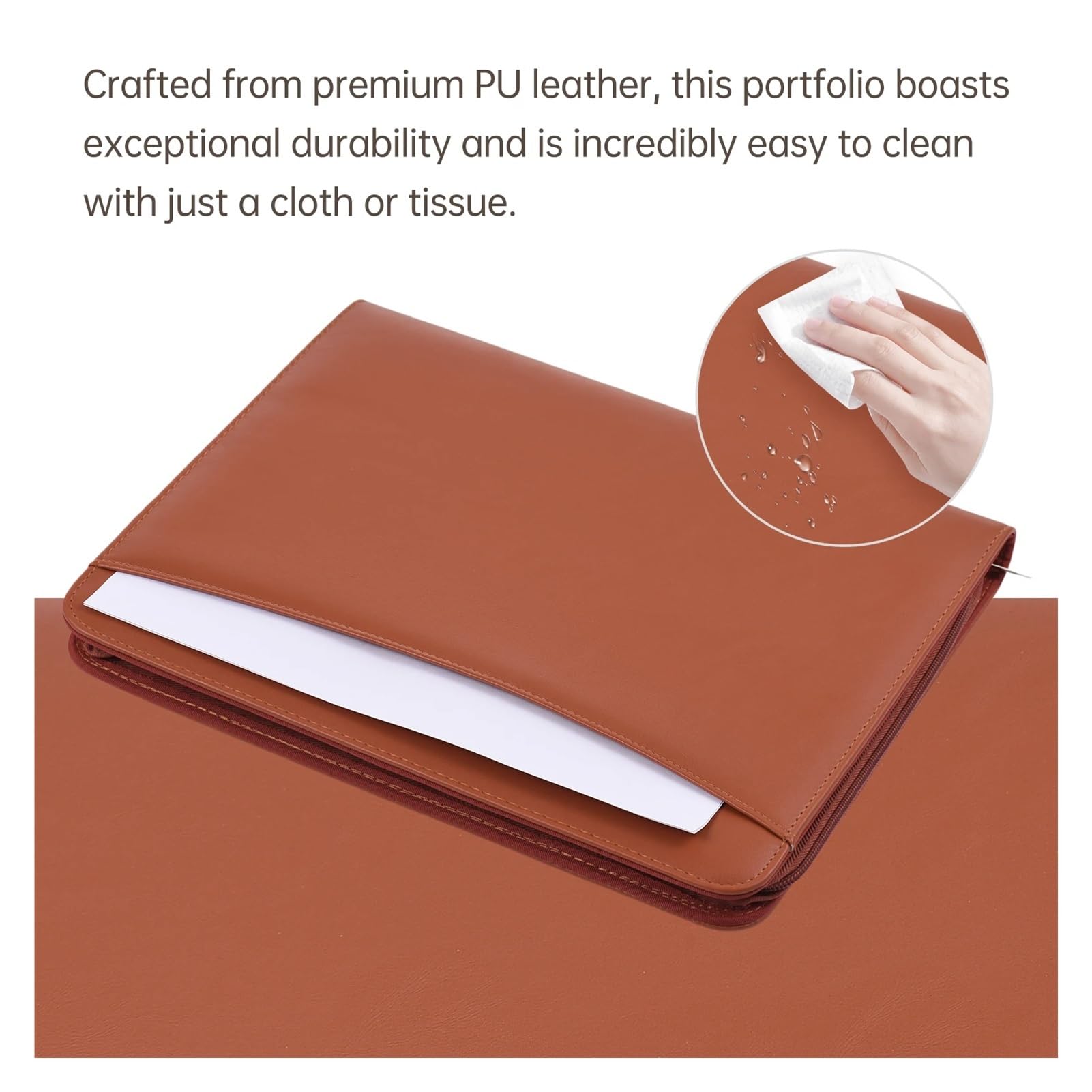 A4 PU Portfolio Organizer con cerniera Padfolio per colloqui Riprendi Documenti Planner Agenda Pianificazione Tablet Sleeve Holder
